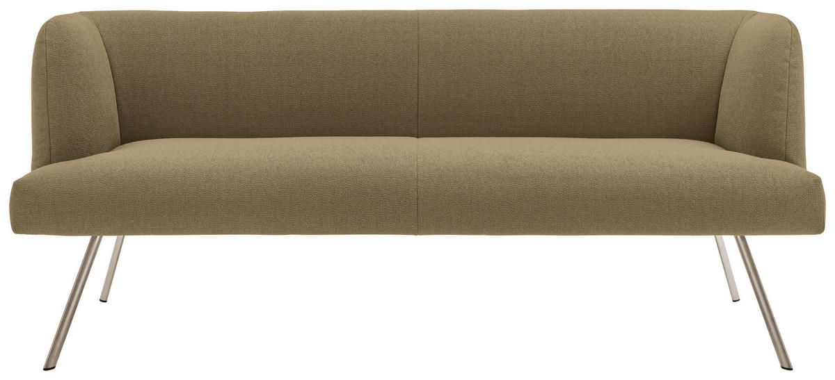 SITZBANK in Metall, Textil Edelstahlfarben, Waldgrün  - Waldgrün/Edelstahlfarben, Design, Textil/Metall (240/87/64cm) - Venjakob