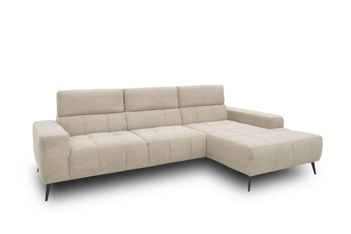 ECKSOFA TRENTO Taupe Mikrofaser  - Taupe/Dunkelgrau, MODERN, Textil/Metall (287/175cm) - MID.YOU