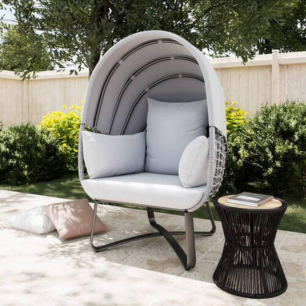 GARTENMUSCHEL 100/152/90 cm Eisen  - Grau, MODERN, Kunststoff/Textil (100/152/90cm) - Ambia Garden