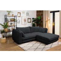 ECKSOFA Schwarz Struktur  - Schwarz, Design, Kunststoff/Textil (240/201cm) - MID.YOU