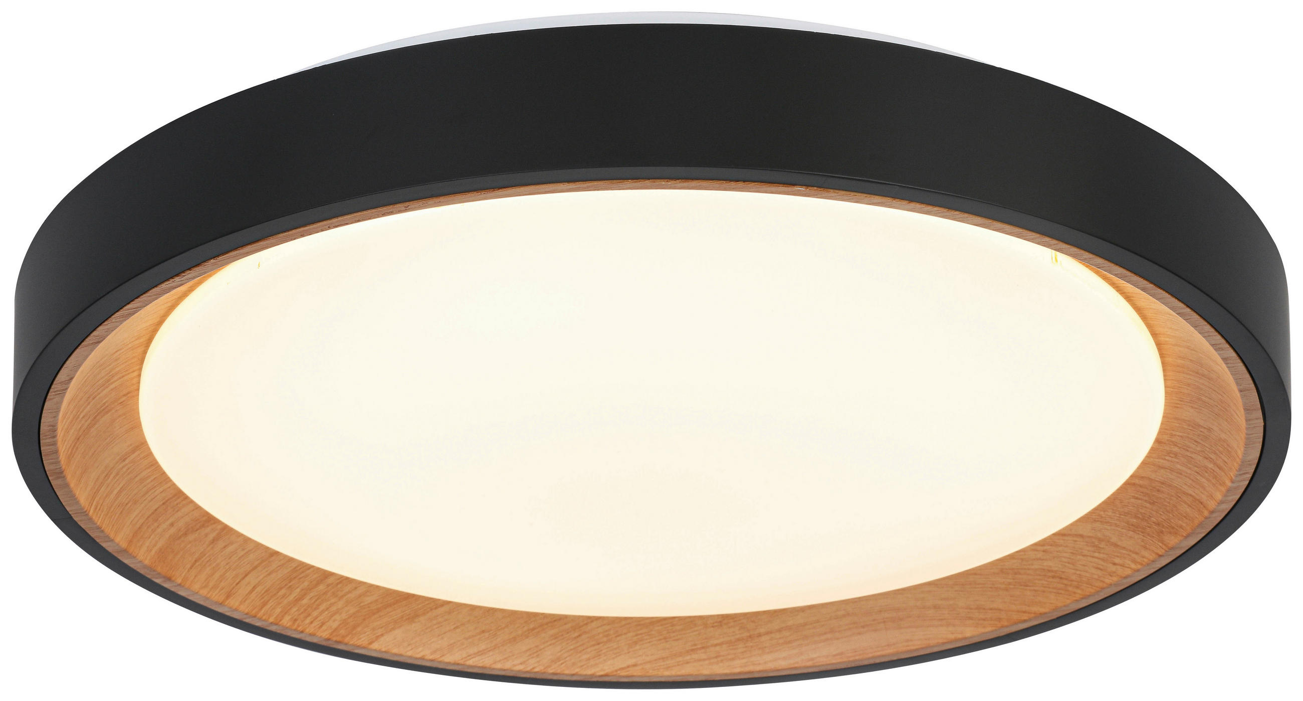 DECKENLEUCHTE 40/7 cm   - Eichefarben/Schwarz, Trend, Kunststoff/Metall (40/7cm) - Novel