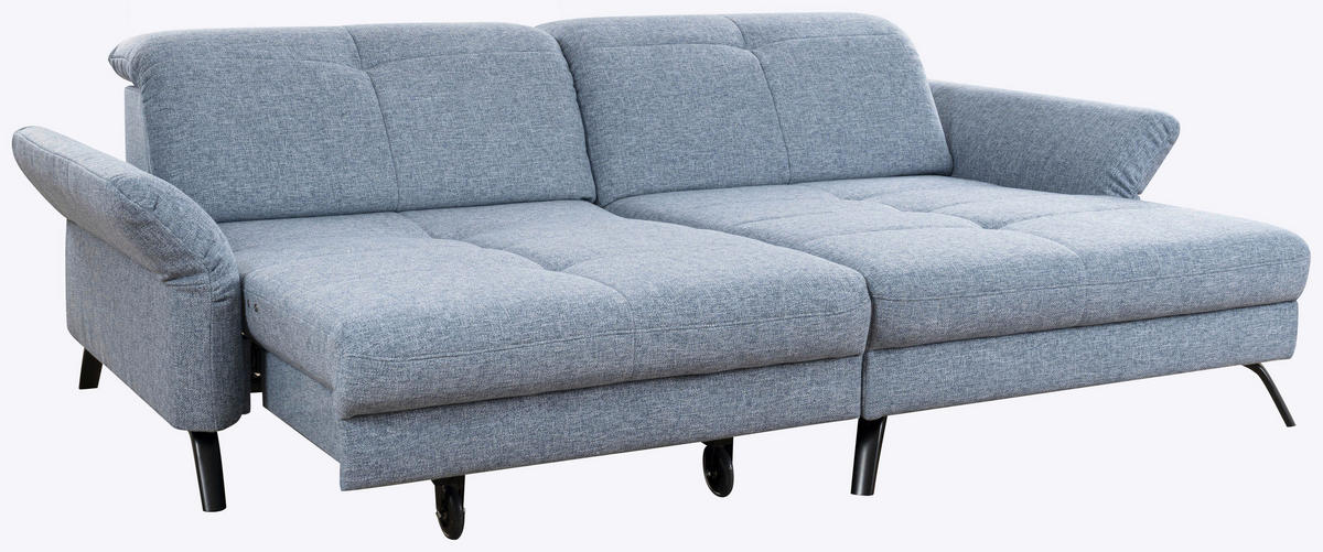 ECKSOFA Blau Flachgewebe  - Blau/Schwarz, KONVENTIONELL, Textil/Metall (262/170cm) - SetOne by Musterring