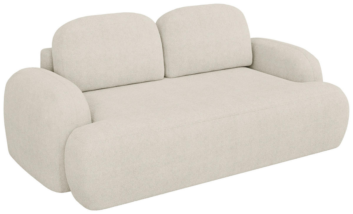 2-SITZER-SOFA Sevilla Plus Bouclé Creme  - Creme/Schwarz, Design, Kunststoff/Textil (210/92/110cm) - MID.YOU