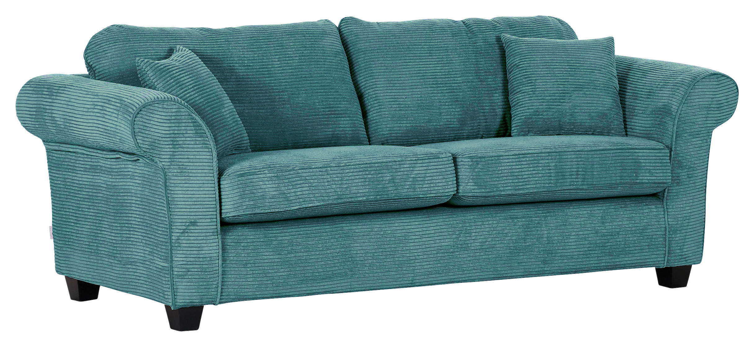 3-SITZER-SOFA in Cord Petrol  - Dunkelbraun/Petrol, Konventionell, Holz/Textil (215/70/90cm) - home24