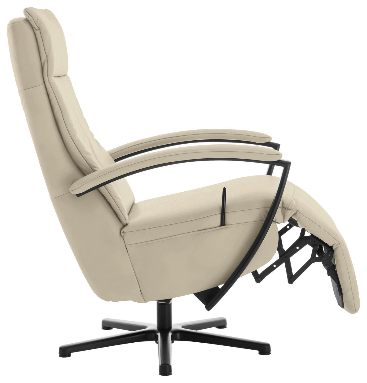 RELAXSESSEL in Leder Creme, Naturfarben  - Creme/Schwarz, Design, Leder/Metall (76/112/83cm) - Beldomo Speed