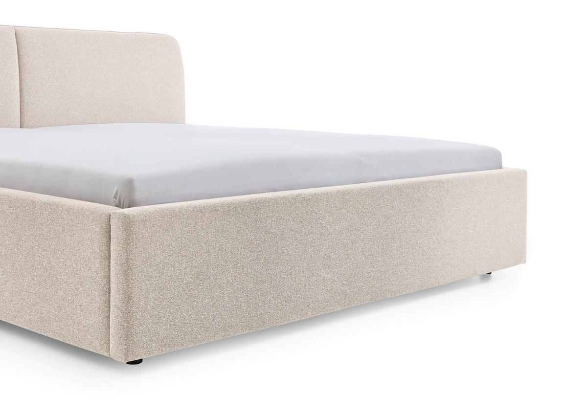 POLSTERBETT 180/200 cm,  in Beige,  - Beige/Schwarz, Design, Holz/Textil (180/200cm) - Stylife