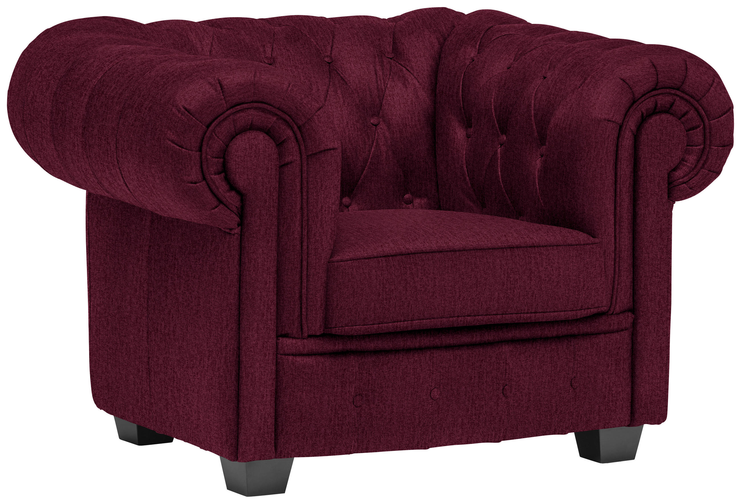 CHESTERFIELD-SESSEL - Wengefarben/Bordeaux, LIFESTYLE, Holz/Textil (115/76,5/96cm) - Landscape