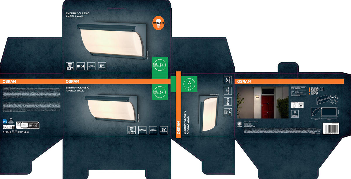 AUßENLEUCHTE 25/14/14,8 cm   - Dunkelgrau, Basics, Kunststoff/Metall (25/14/14,8cm) - Osram