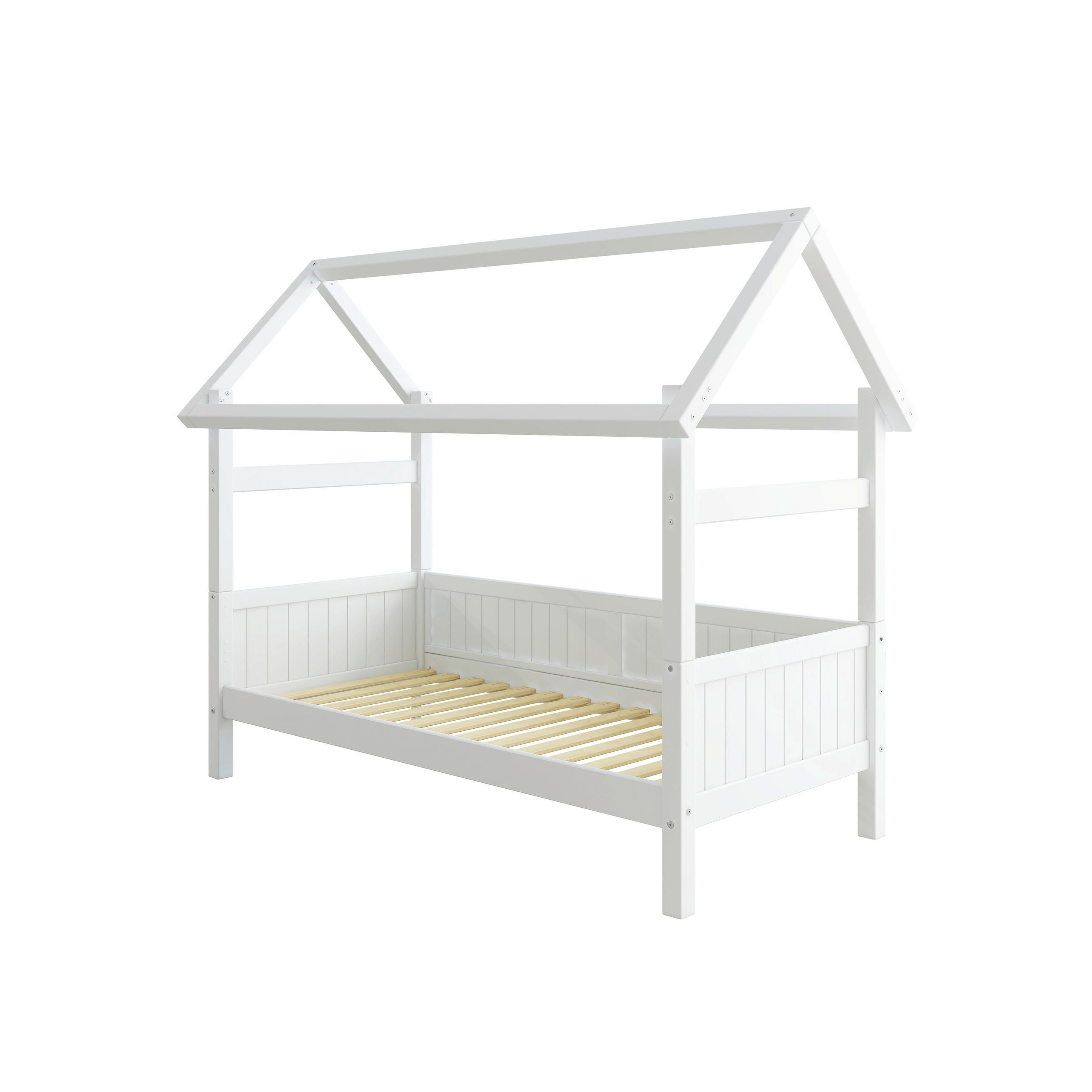 HAUSBETT 90/200 cm,  in Weiß, Rollrost  - Weiß, MODERN, Holz (90/200cm) - Chameo
