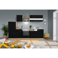 KÜCHENBLOCK 280 cm   in Schwarz  - Eichefarben/Alufarben, Basics, Holzwerkstoff/Metall (280cm) - Respekta