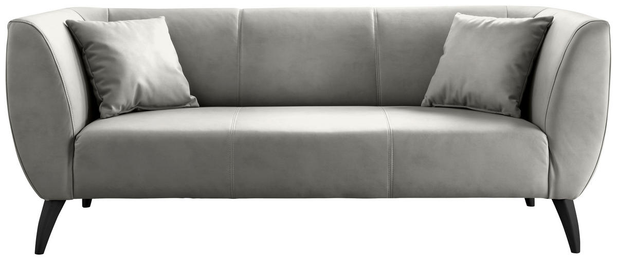 3-SITZER-SOFA in Lederlook Grau  - Schwarz/Grau, MODERN, Holz/Textil (208/83/88cm) - Livetastic