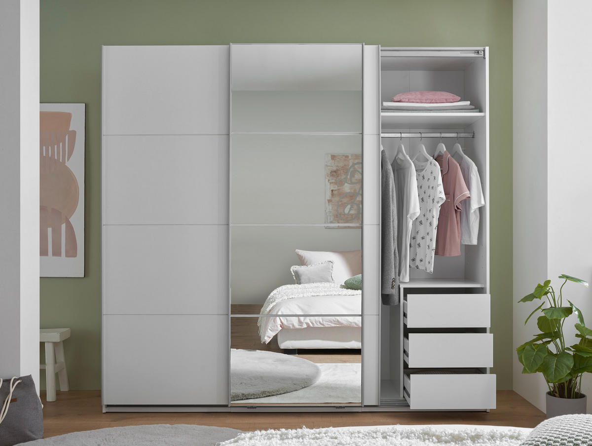 ORMAR S KLIZNIM VRATIMA bijela   - bijela/boje aluminija, Konvencionalno, staklo/drvni materijal (215/204/63cm) - Hom`in