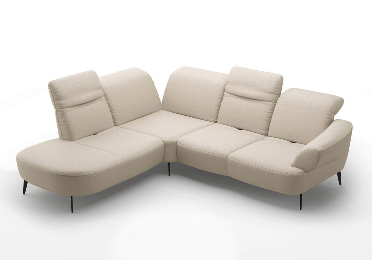 ECKSOFA in Flachgewebe Creme  - Creme/Schwarz, Modern, Textil/Metall (270/302cm) - Sit & More