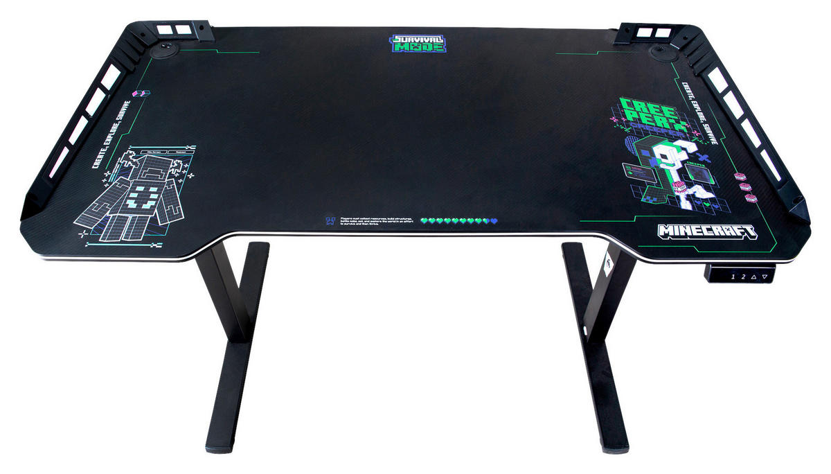 GAMINGTISCH Schwarz  - Schwarz, MODERN, Holzwerkstoff/Metall (120/60/71-118cm) - Minecraft