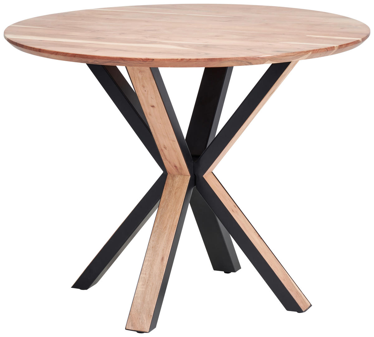 ESSTISCH in Holz, Metall  - Schwarz/Akaziefarben, Natur, Holz/Metall (100/76/100cm) - Livetastic