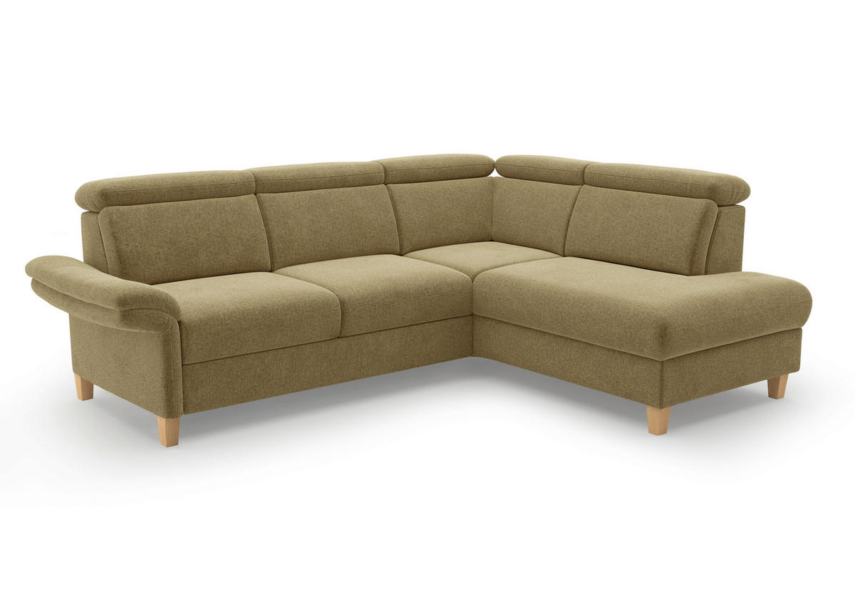 ECKSOFA GLENDALE E Olivgrün Flachgewebe  - Eichefarben/Olivgrün, KONVENTIONELL, Holz/Textil (247/193cm) - Sit & More