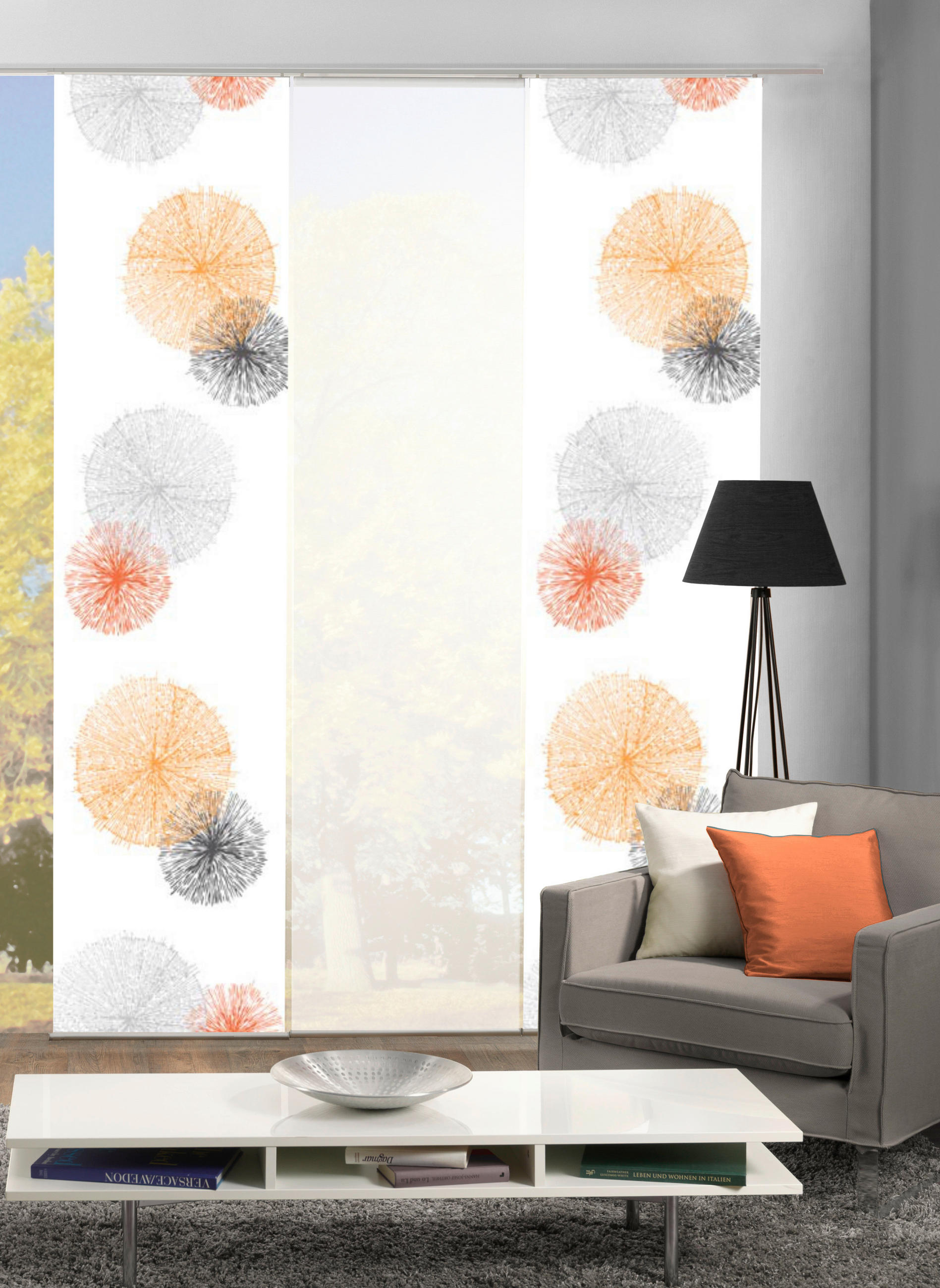 FLÄCHENVORHANG RAWLINS, 3-TLG. in Orange blickdicht  - Orange, Basics, Textil (60/245cm)