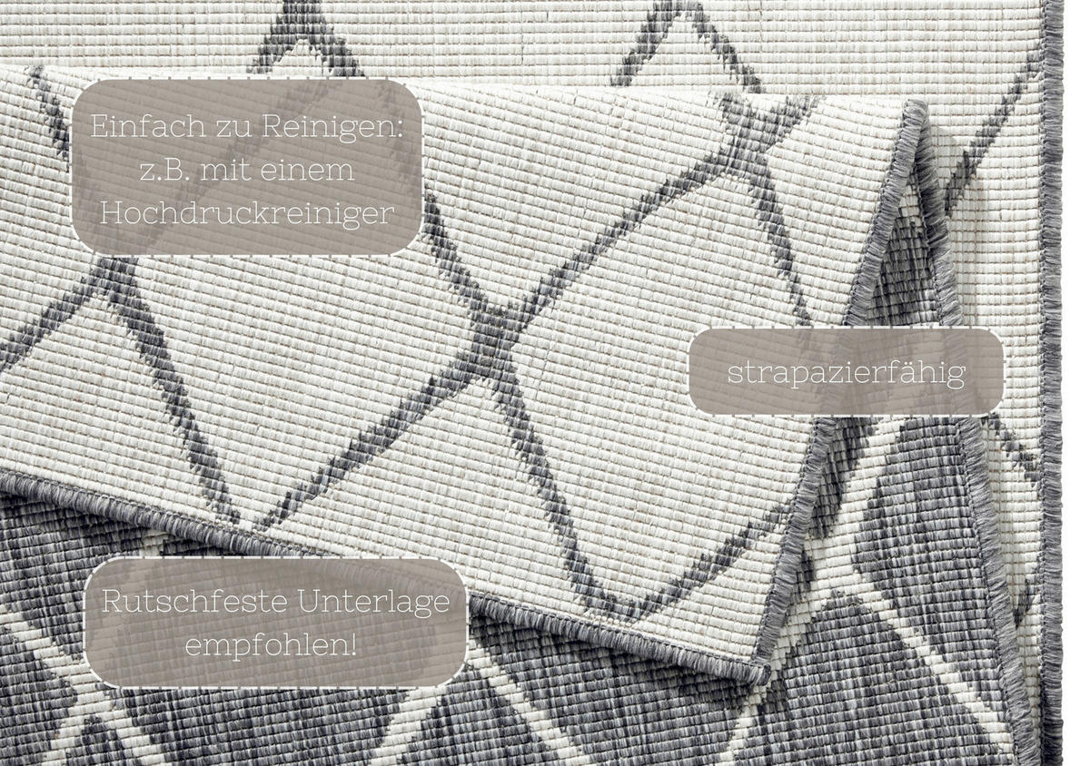OUTDOORTEPPICH 80/150 cm Twin Creme, Grau  - Creme/Grau, Design, Kunststoff (80/150cm)