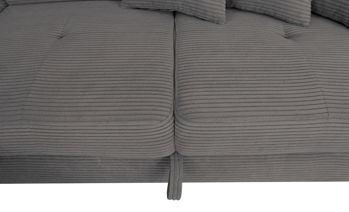 ECKSOFA in Cord Dunkelgrau  - Dunkelgrau/Silberfarben, Design, Textil/Metall (226/257cm) - Xora