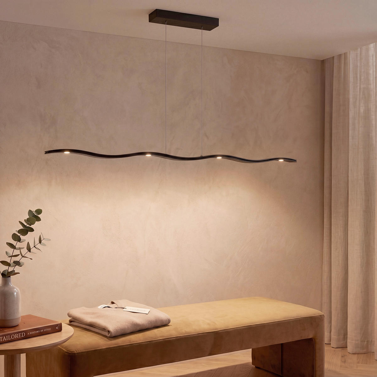 LED-HÄNGELEUCHTE FLUID 3.0 140/8/165 cm  - Dunkelblau, Design, Metall (140/8/165cm) - Escale