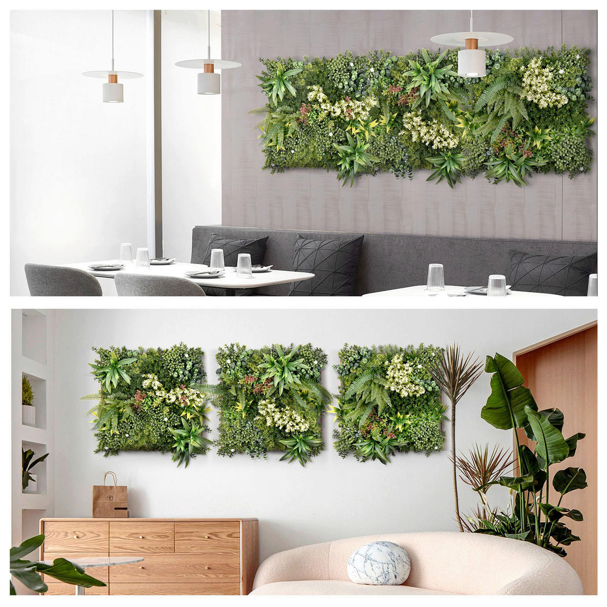 Wandverkleidung Pflanzenwand  Kunststoff  - Hellrot/Hellgrün, Trend, Kunststoff (50/50cm) - Floordirekt