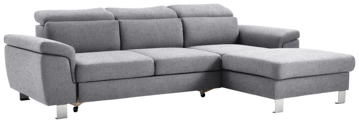 ECKSOFA in Webstoff Hellgrau  - Silberfarben/Hellgrau, Design, Textil/Metall (250/167cm) - Xora