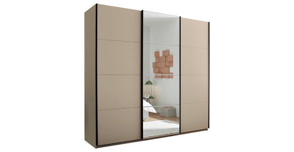 SCHWEBETÜRENSCHRANK in Kaschmir - Kaschmir/Schwarz, KONVENTIONELL, Glas/Holzwerkstoff (215/204/63cm) - Carryhome