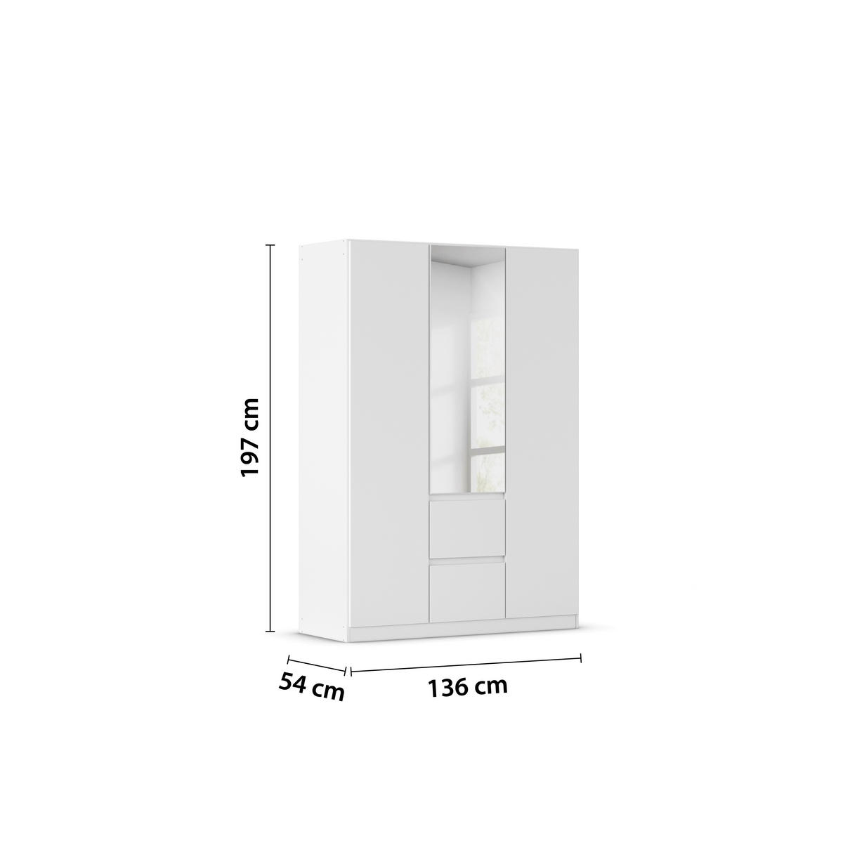 Nidda B: 136 cm Weiß in Silberfarben, Weiss  - Weiss/Silberfarben, Basics, Holzwerkstoff (136/197/54cm) - Rauch Möbel