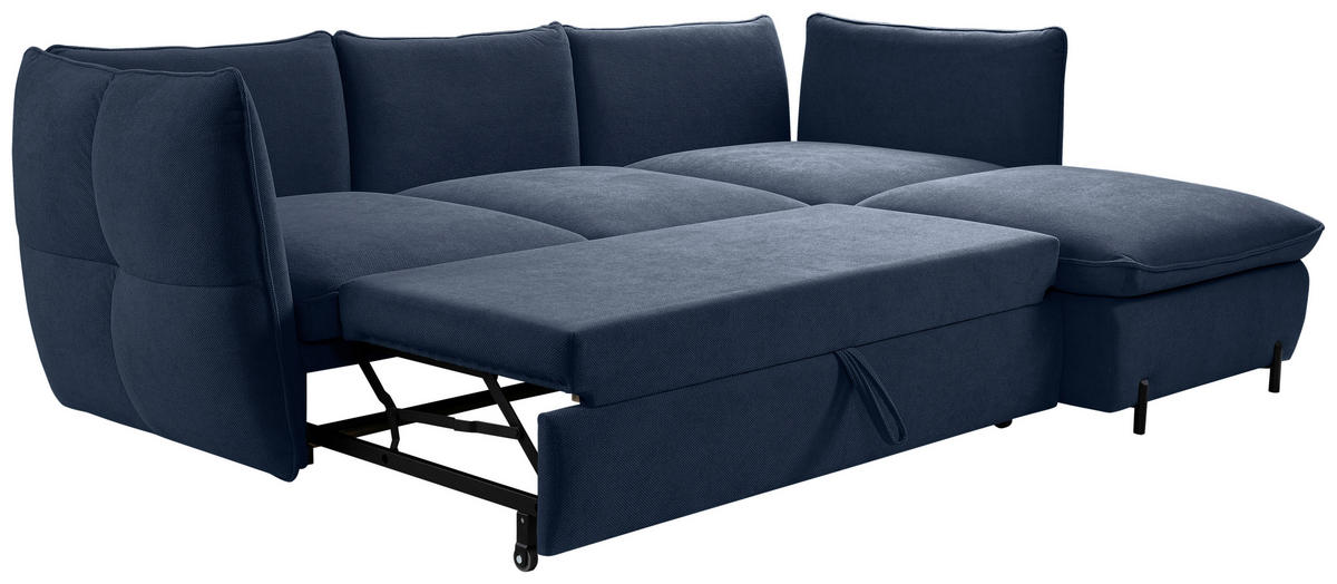 ECKSOFA in Blau  - Blau/Schwarz, Modern, Textil/Metall (262/178cm) - MID.YOU