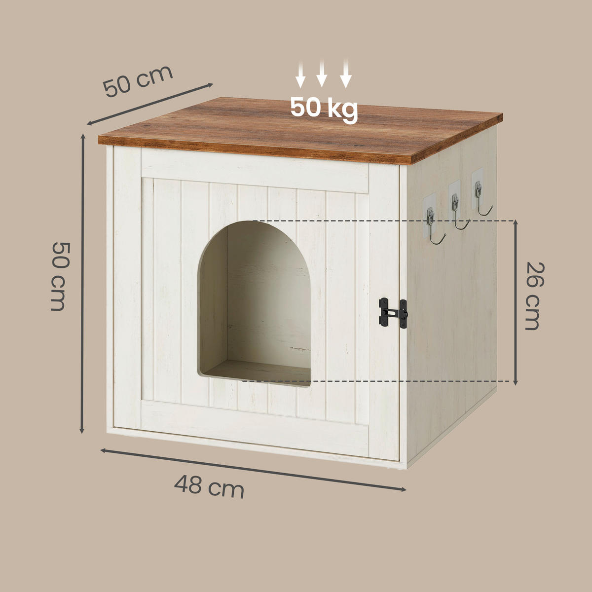 KATZENTOILETTE - Braun/Weiß, Trend, Holzwerkstoff (55/50/50cm) - Boxxx