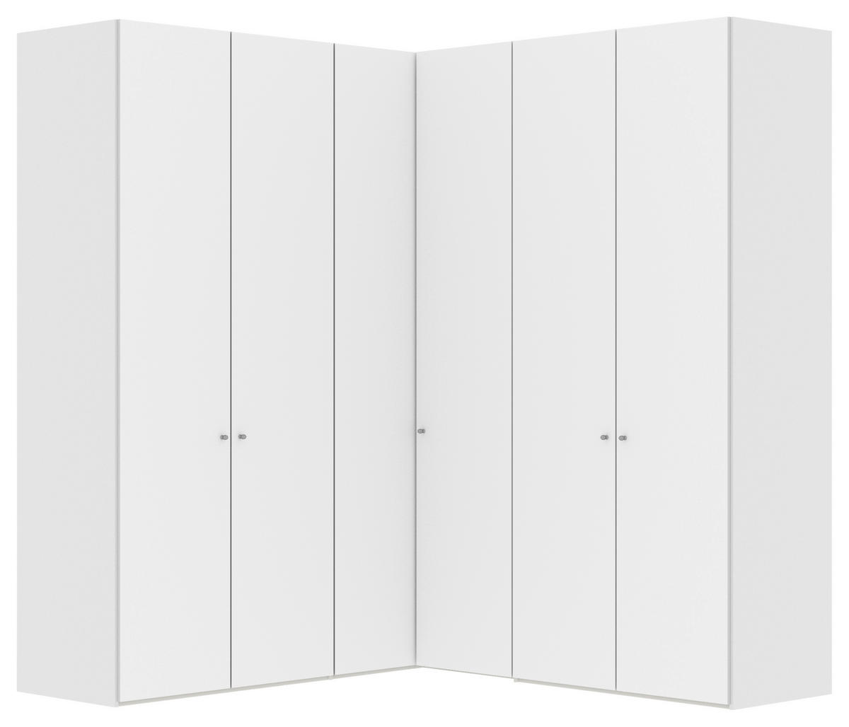 ECKKLEIDERSCHRANK 203/236/211 cm  - Weiss/Silberfarben, Design, Glas/Holzwerkstoff (203/236/211cm) - Jutzler