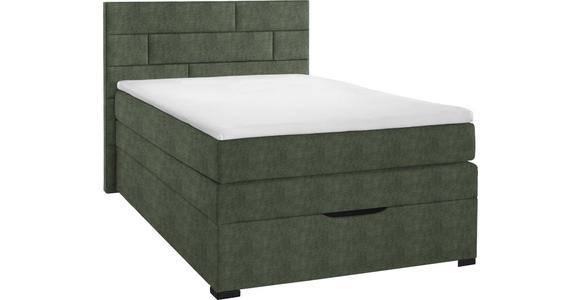 BOXSPRINGBETT 120/200 cm  in Olivgrün  - Wengefarben/Olivgrün, KONVENTIONELL, Holz/Textil (120/200cm) - Carryhome