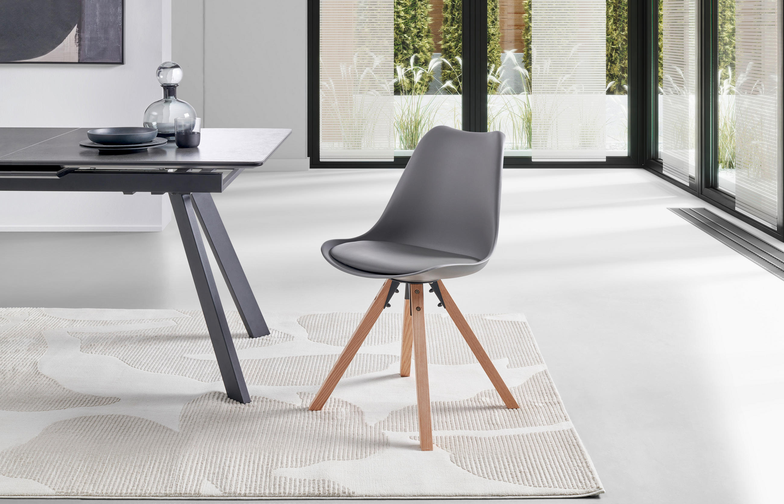STUHL in Holz, Kunststoff, Textil Grau  - Naturfarben/Grau, LIFESTYLE, Holz/Kunststoff (48,5/84/55cm) - MID.YOU