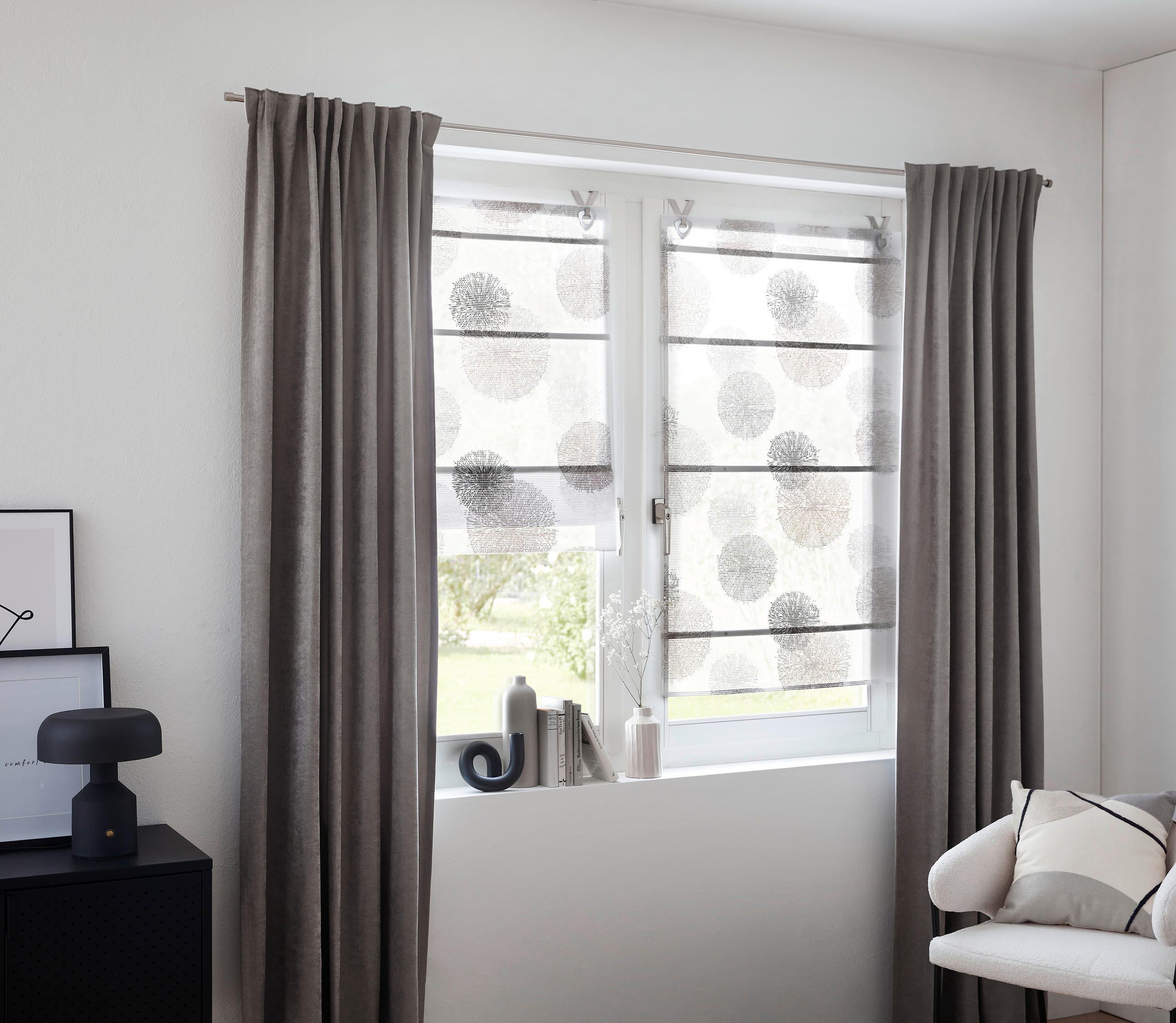 MAGNETROLLO  halbtransparent  80/210 cm    - Grau, Basics, Textil (80/210cm) - Novel