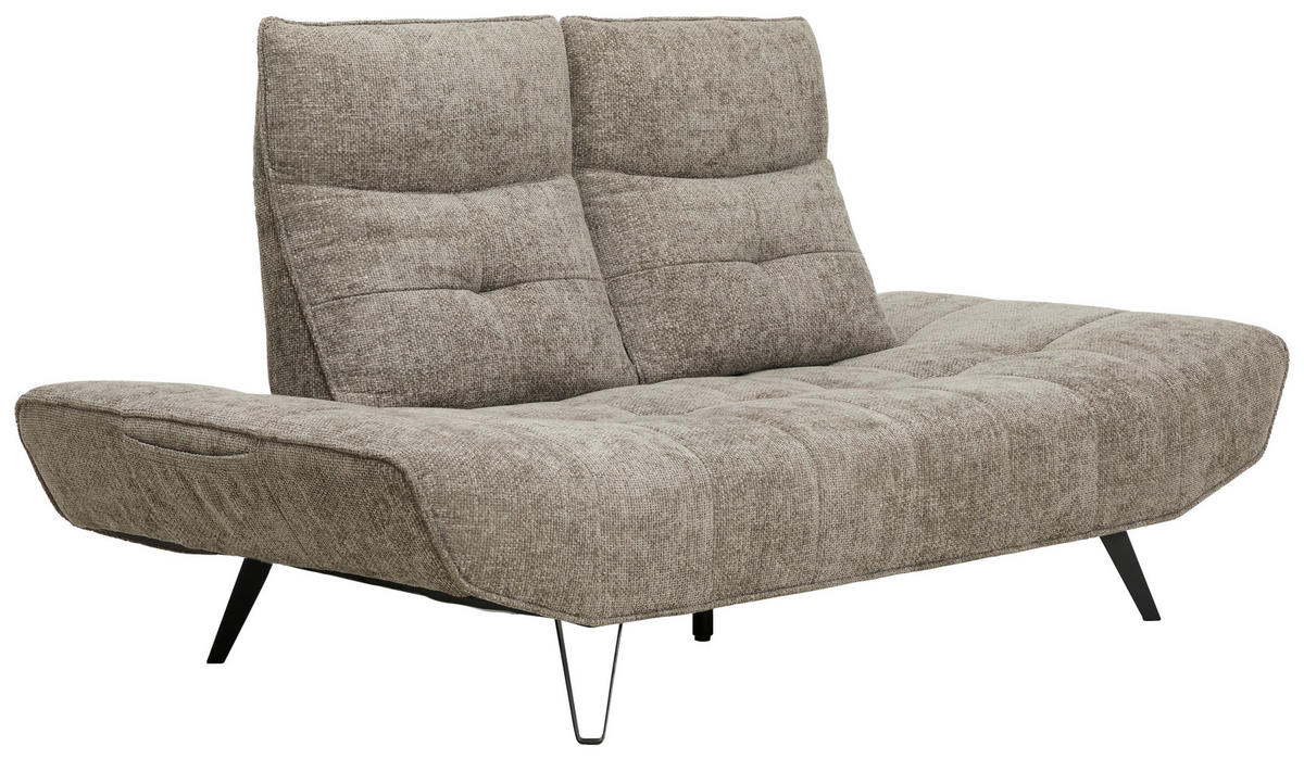 Sofa inkl. Funktionen Chenille Grau  - Schwarz/Grau, Design, Textil/Metall (200/100/100-120cm) - Celina Home
