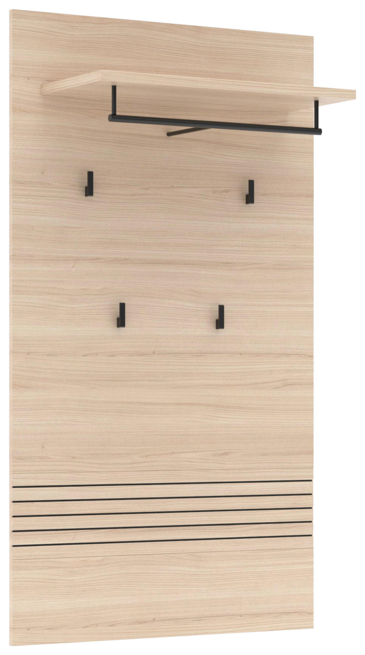 Thumbnail - Xora Garderobe Ina, Schwarz, Eiche, Kaschmir, Metall, Textil, Holzwerkstoff, 4-teilig, 143x202x38 cm, Garderobe, Gardero...