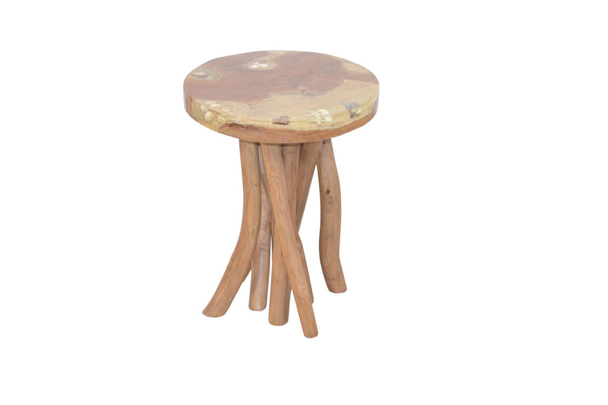 BEISTELLTISCH 34/34/43 cm Teakholz massiv Teakfarben rund  - Teakfarben, Design, Holz (34/34/43cm) - MID.YOU
