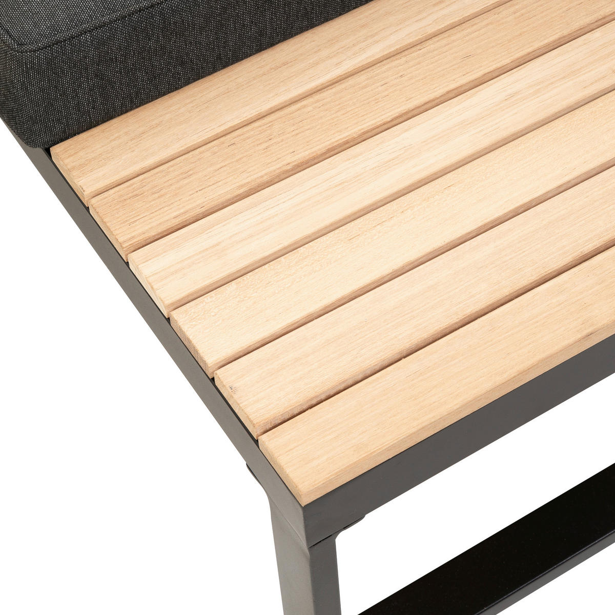 LOUNGEGARNITUR Akazie massiv, Hartholz Aluminium  - Anthrazit/Braun, MODERN, Holz/Textil (178/68/228,5cm) - Gardenson