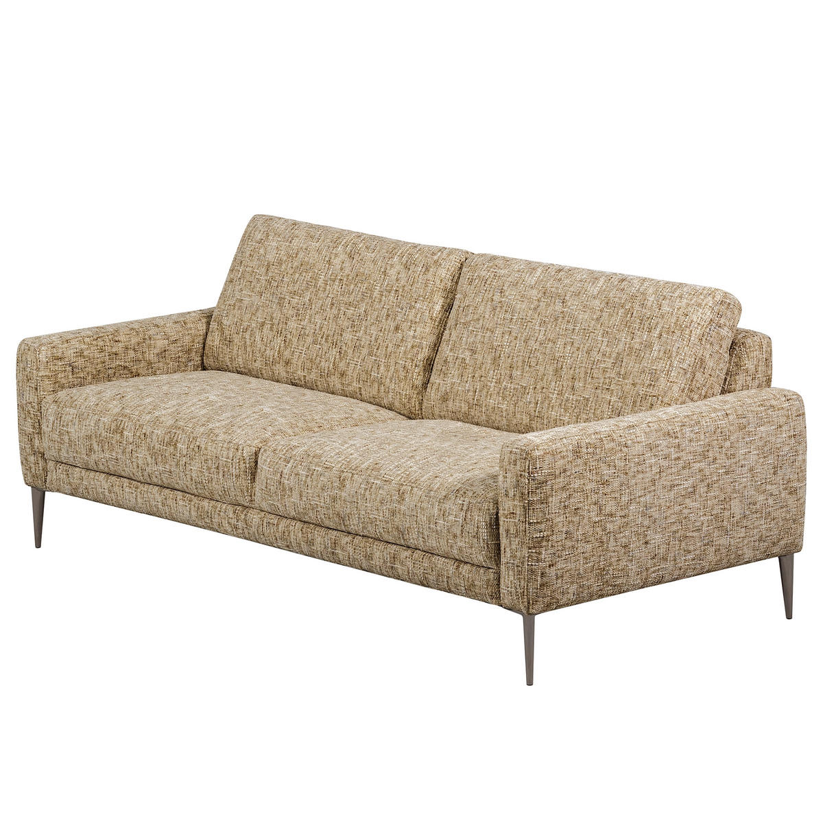 3,5-SITZER - Hellbraun/Schwarzchrom, Design, Textil/Metall (207/85/92cm) - Livetastic