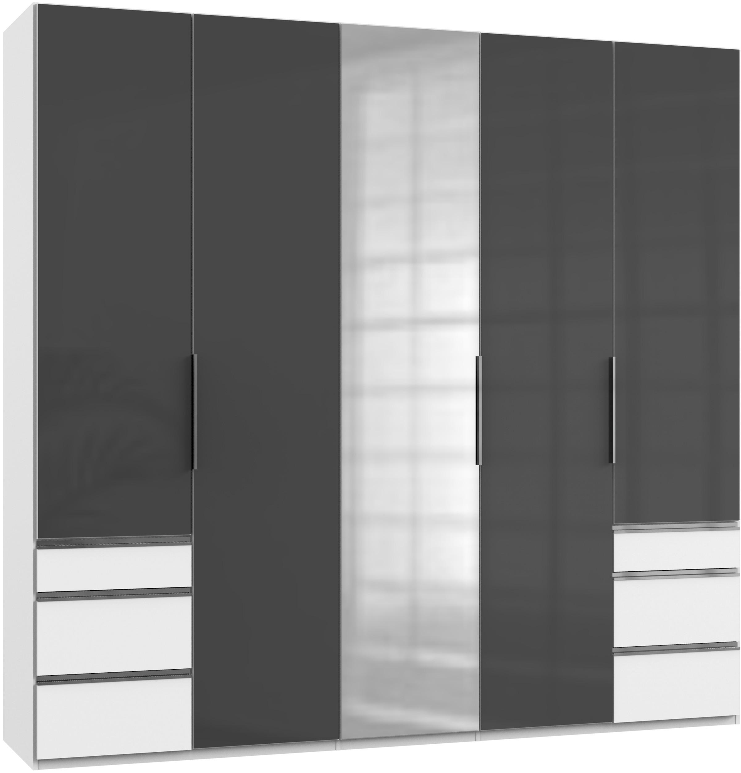 DREHTÜRENSCHRANK 250/236/58 cm 5-türig Grau, Weiß  - Chromfarben/Weiß, MODERN, Glas/Holzwerkstoff (250/236/58cm) - MID.YOU