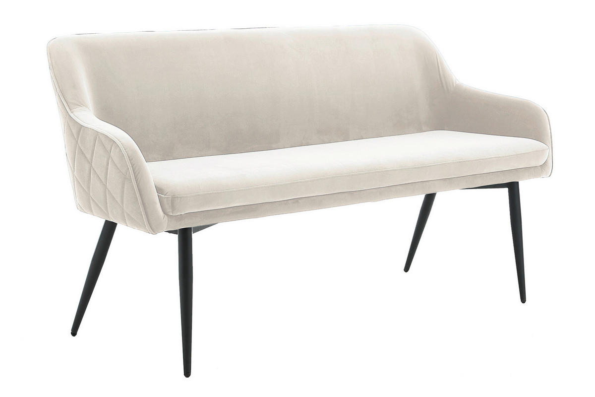 SITZBANK 160/85/61 cm Samt Creme Metall  - Creme/Schwarz, MODERN, Textil/Metall (160/85/61cm) - Livetastic