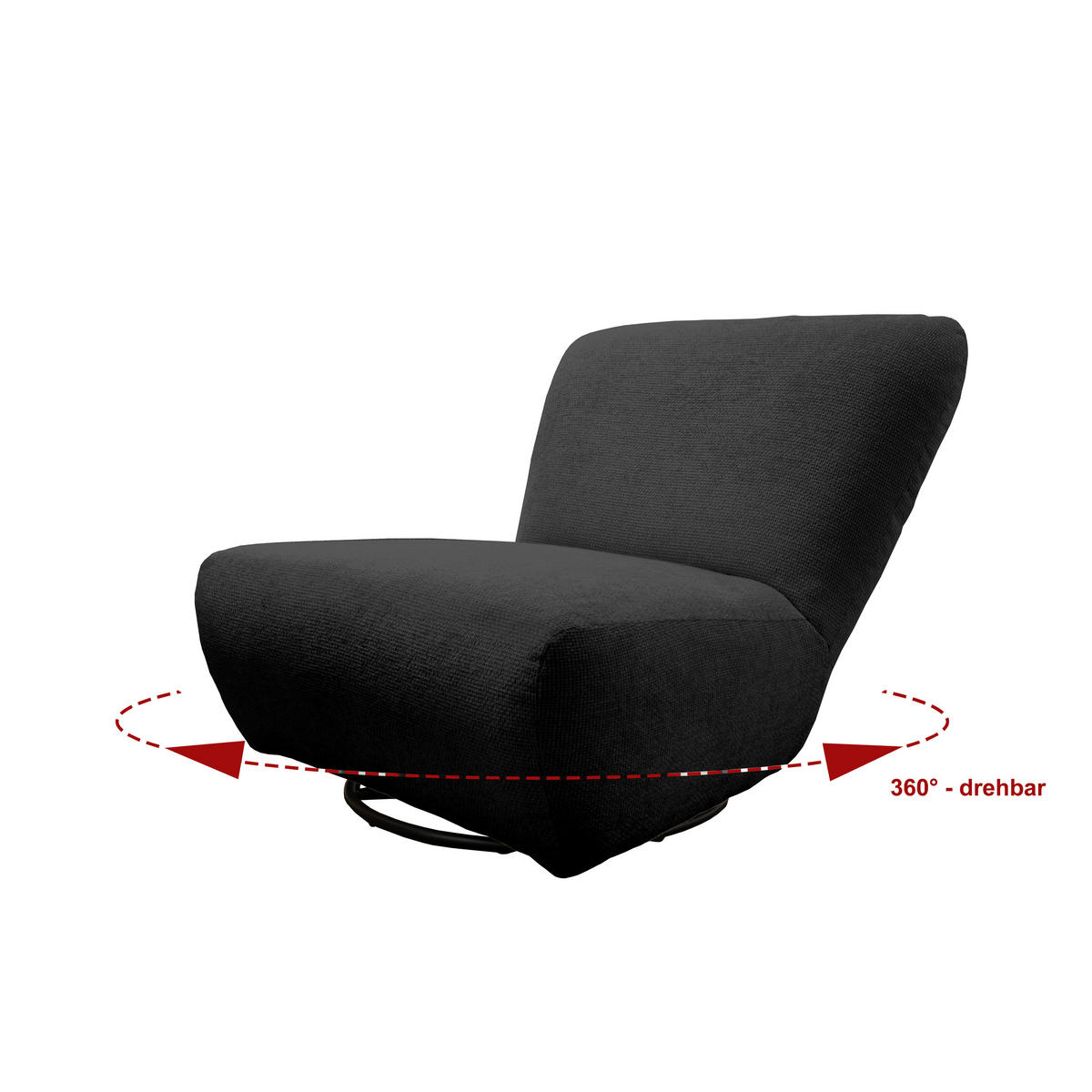 XXL-SESSEL in Mikrofaser Schwarz  - Schwarz, Trend, Textil/Metall (95/77/94cm) - Livetastic