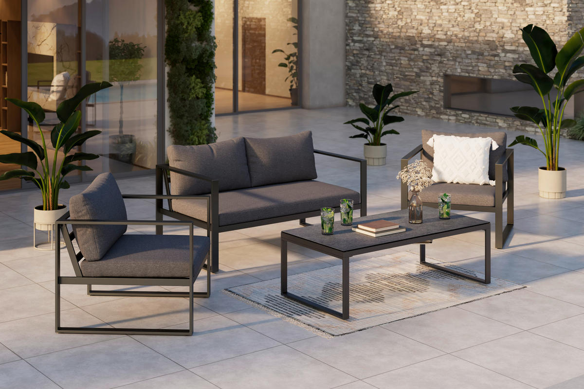 LOUNGESOFA  - Anthrazit, Modern, Textil/Metall (134/63/76cm) - Ambia Garden