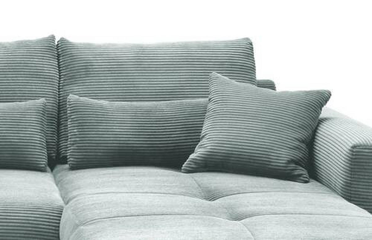 ECKSOFA Hellblau Cord  - Chromfarben/Hellblau, MODERN, Holz/Textil (302/188cm) - MID.YOU