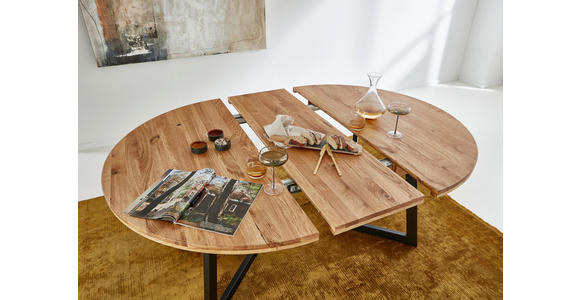 ESSTISCH Eichefarben rund  ausziehbar  - Eichefarben/Schwarz, KONVENTIONELL, Holz/Metall (110-170/110/75cm) - Linea Natura