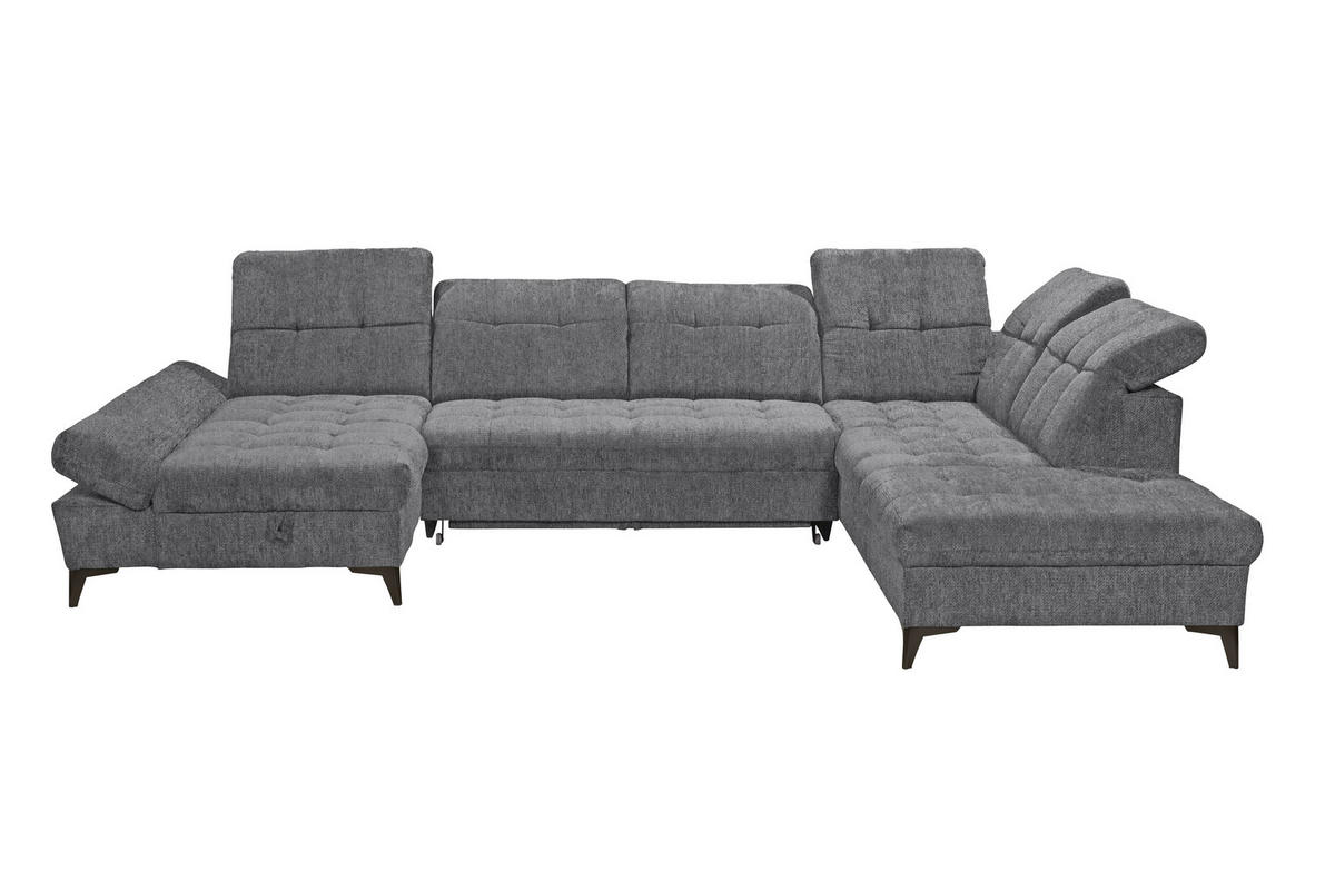 WOHNLANDSCHAFT Mikrovelours Anthrazit  - Anthrazit/Schwarz, Modern, Kunststoff/Textil (169/348/245cm) - MID.YOU