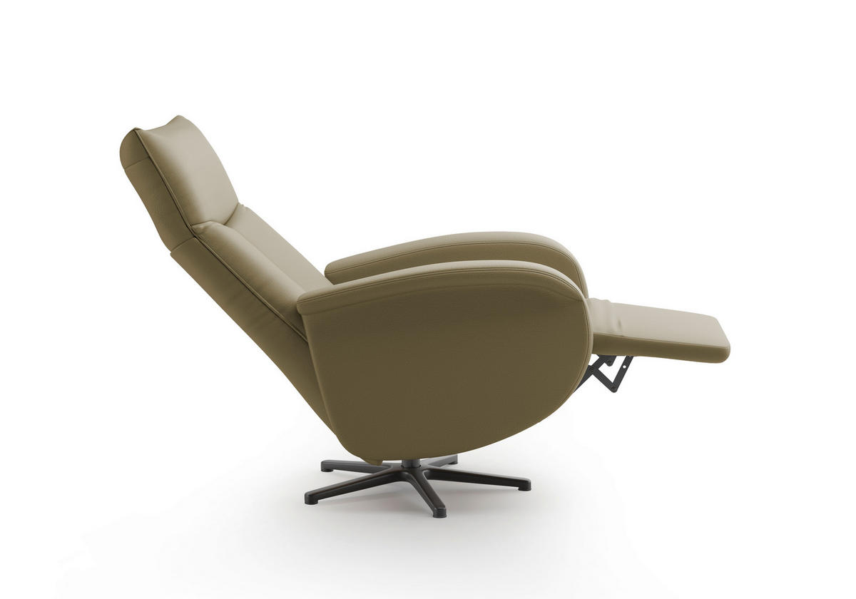 DREHSTUHL Olivgrün  - Schwarz/Olivgrün, MODERN, Leder/Metall (75/112/82cm) - Sit & More