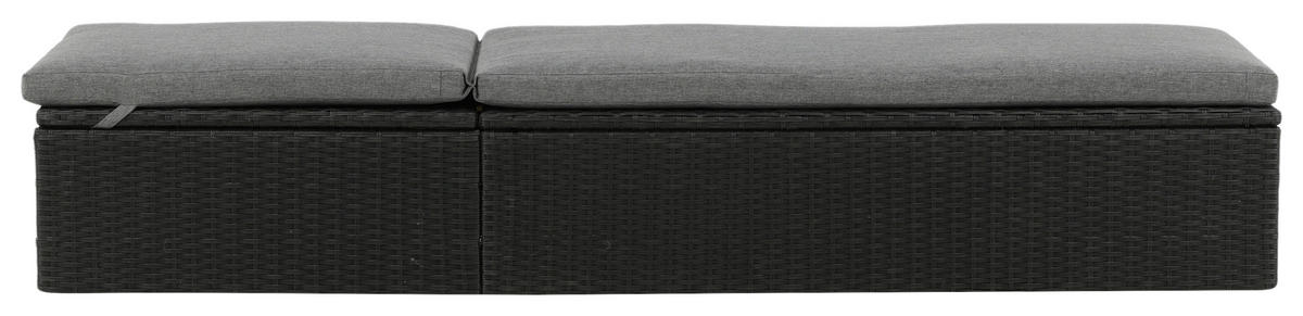 SONNENLIEGE 60.5/37.5/198 cm  - Schwarz/Grau, KONVENTIONELL, Kunststoff/Textil (60.5/37.5/198cm) - Gardenson