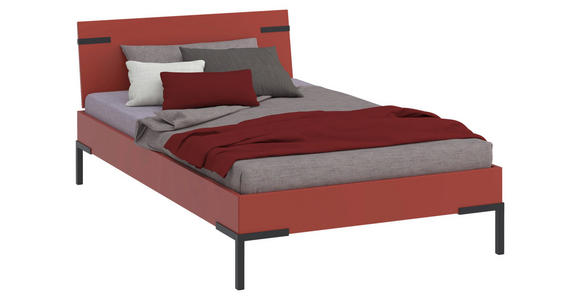 BETT 120/200 cm  in Koralle  - Koralle/Schwarz, Design, Holzwerkstoff/Metall (120/200cm) - Xora