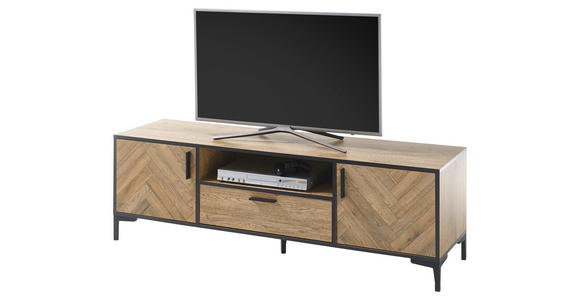 LOWBOARD Schwarz, Eichefarben - Eichefarben/Schwarz, MODERN, Kunststoff (155/50/42cm) - Voleo